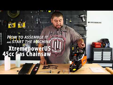 XtremepowerUS 45cc Gas Chainsaw How to assemble it and start the machine
